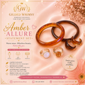 Amber Allure jewelry set with two amber-toned bangles, two rings and a pair of earrings