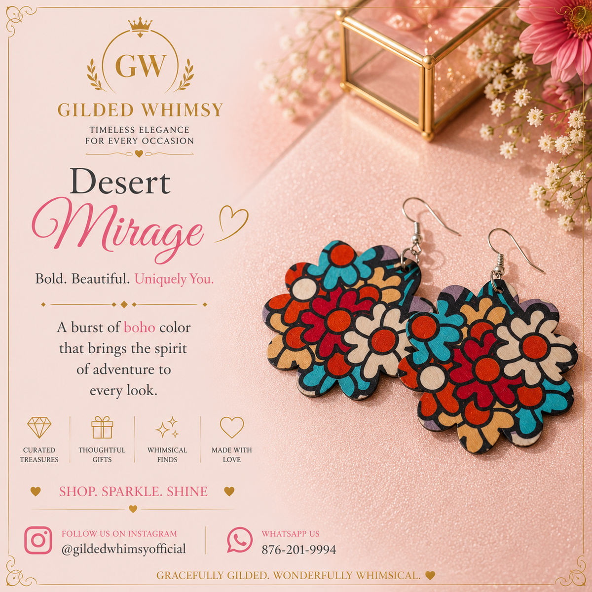 Colorful floral Desert Mirage drop earrings
