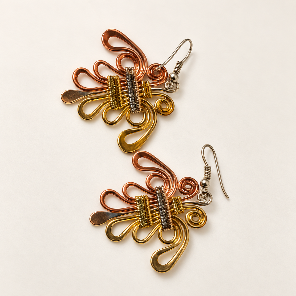 Peruvian Copper Bloom Wire Earrings product photo