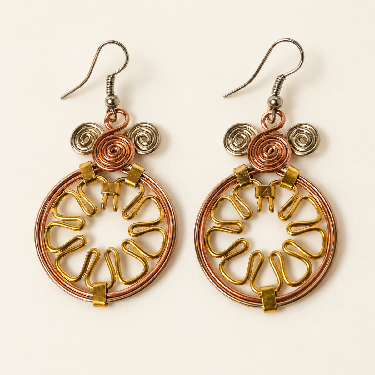 Peruvian Sunwheel Filigree Earrings product photo