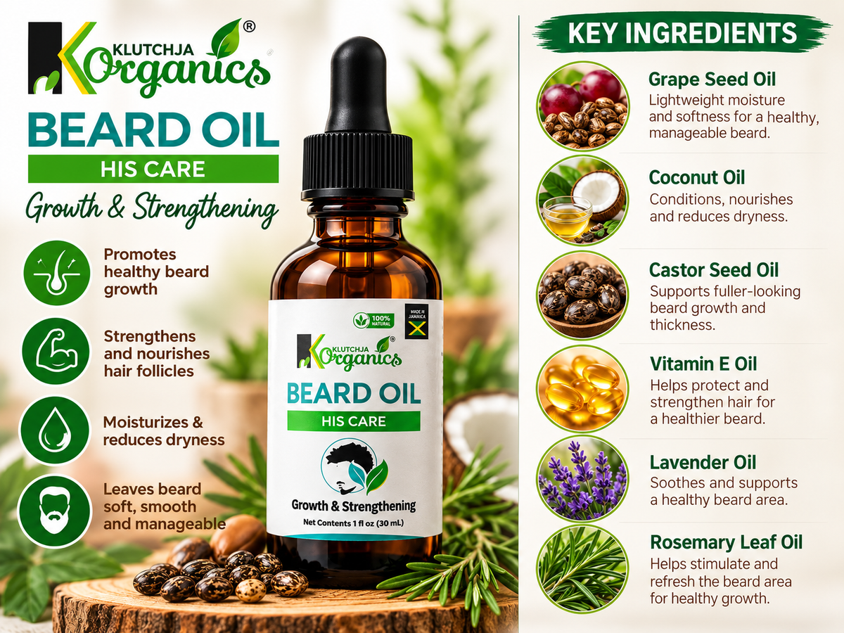 Klutchja Organics Growth & Strengthening Beard Oil