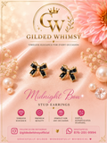 Black and gold-tone Midnight Bow stud earrings