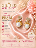 Moon Pearl heart and bow statement earrings with pearl-look drops