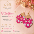 Pink floral Wildflower drop earrings with daisy pattern